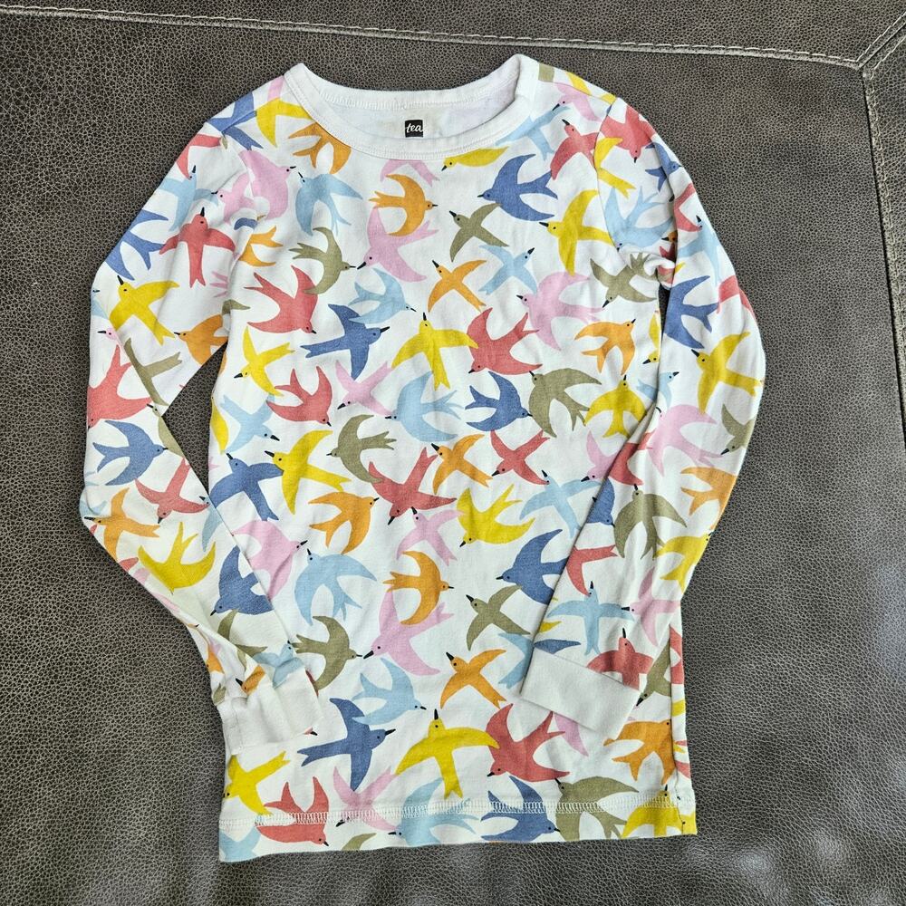 Tea Collection Kids Birds Swallows Print Long Sleeve Top Pajama Shirt Size 12